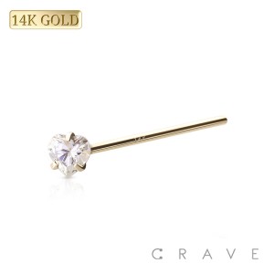 14Kt Gold NOSE FISHTAIL WITH HEART PRONG SET