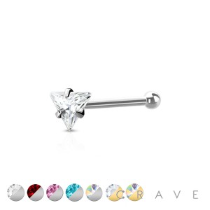 316L SURGICAL STEEL NOSE BONE STUD WITH TRIANGLE SHAPE PRONG SET