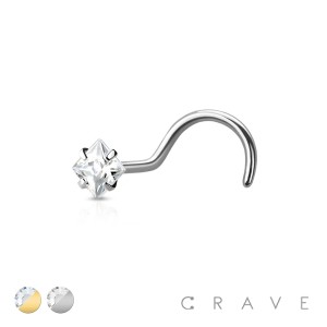 316L SURGICAL STEEL SQUARE SHAPE PRONG SET FISH HOOK 