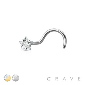 316L SURGICAL STEEL STAR SHAPE PRONG SET FISH HOOK 