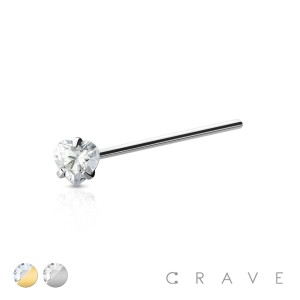 316L SURGICAL STEEL NOSE FISHTAIL WITH HEART SHAPE PRONG SET