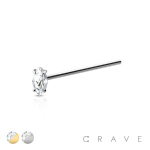 316L SURGICAL STEEL NOSE FISHTAIL WITH MARQUISE SHAPE PRONG SET