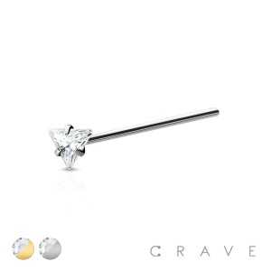 316L SURGICAL STEEL NOSE FISHTAIL WITH TRIANGLE SHAPE PRONG SET