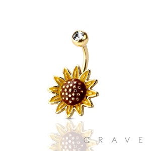 SUNFLOWER 316L SURGICAL STEEL NAVEL RING (SUMMER)