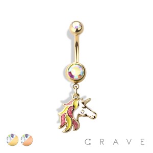UNICORN DANGLE 316L SURGICAL STEEL NAVEL RING