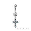 GOTHIC CROSS DANGLE 316L SURGICAL STEEL NAVEL RING