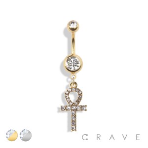 ANKH EGYPTIAN CROSS DANGLE 316L SURGICAL STEEL NAVEL RING