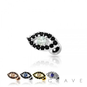 CZ PAVED EVIL EYE 316L SURGICAL STEEL CARTILAGE BARBELL