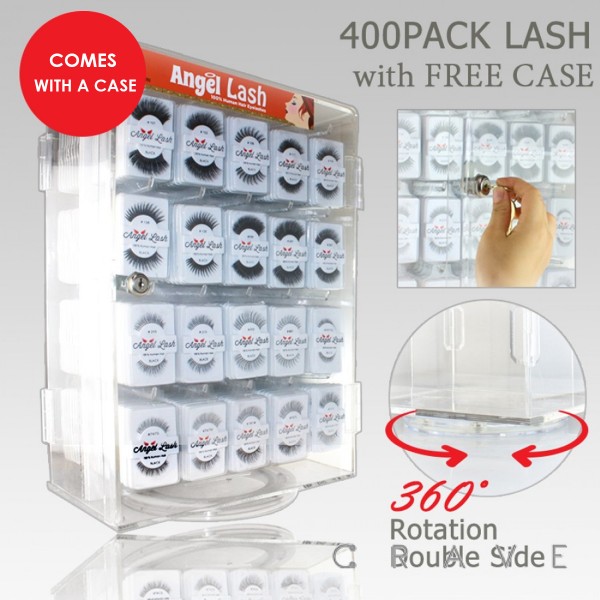 400 PACK OF LASHES PLUS FREE 2-SIDED ACRYLIC SPINNER DISPLAY