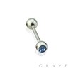 HIGH POLISH 316L SURGICAL STEEL BARBELL W/ SINGLE PRESS FIT GEM BALL