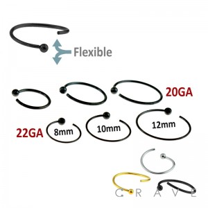 316L SURGICAL STEEL ANNEALED NOSE HOOP WITH BALL END
