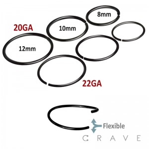 316L SURGICAL STEEL ANNEALED BLACKLINE HOOP NOSE RING