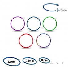 316L SURGICAL STEEL ANNEALED MULTI COLORED PLATED NOSE HOOP
