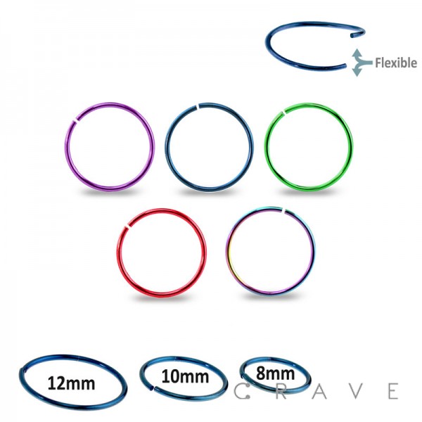 316L SURGICAL STEEL ANNEALED MULTI COLORED PLATED NOSE HOOP