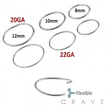 316L SURGICAL STEEL ANNEALED HOOP NOSE RING