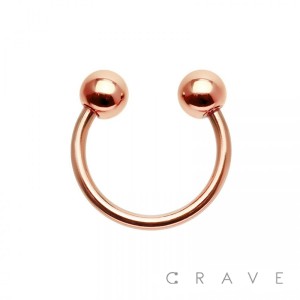 ROSE GOLD PVD PLATED OVER 316L SURGICAL STEEL HORSESHOE WITH BALL (external thread)