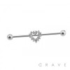 PLATED CZ HEART 316L SURGICAL STEEL INDUSTRIAL BARBELL