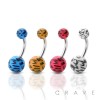 LEOPARD PRINTED ACRYLIC BALL 316L SURGICAL STEEL BELLY NAVEL RING