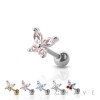 316L SURGICAL STAINLESS STEEL CARTILAGE BARBELL WITH GEM BUTTERFLY