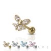 GEM PAVED BUTTERFLY 316L SURGICAL STEEL CARTILAGE BARBELL