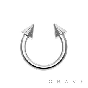 316L SURGICAL STEEL BASIC SIZE HORSESHOE WITH SPIKE 18,16,14,12,10GA (external thread)