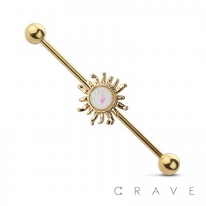 CZ CENTER SUN 316L SURGICAL STEEL INDUSTRIAL BARBELL (SUMMER)