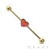 GLITTER HEART CENTER 316L SURGICAL STEEL INDUSTRIAL BARBELL