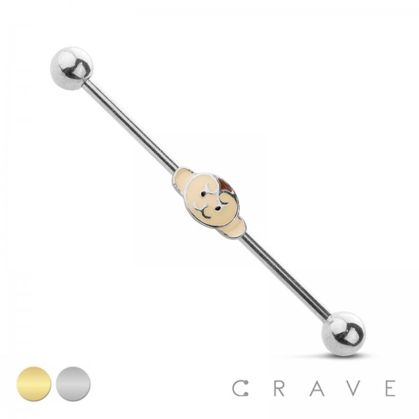 LITTLE MONKEY 316L SURGICAL STEEL INDUSTRIAL BARBELL (ANIMAL)