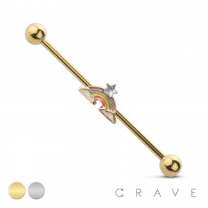 RAINBOW 316L SURGICAL STEEL INDUSTRIAL BARBELL