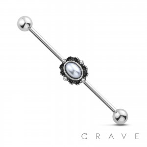 ANTIQUE PEARL 316L SURGICAL STEEL INDUSTRIAL BARBELL