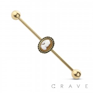 ANTIQUE CAMEO 316L SURGICAL STEEL INDUSTRIAL BARBELL