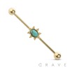 TURQUOISE OVAL 316L SURGICAL STEEL INDUSTRIAL BARBELL