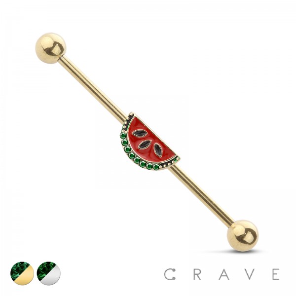 WATERMELON 316L SURGICAL STEEL INDUSTRIAL BARBELL (SUMMER)(FRUIT)