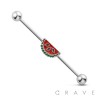 WATERMELON 316L SURGICAL STEEL INDUSTRIAL BARBELL (SUMMER)(FRUIT)