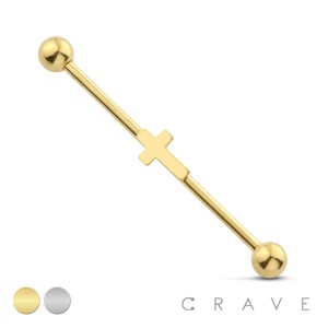PLAIN CROSS 316L SURGICAL STEEL INDUSTRIAL BARBELL