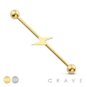 LIGHTNING BOLT 316L SURGICAL STEEL INDUSTRIAL BARBELL