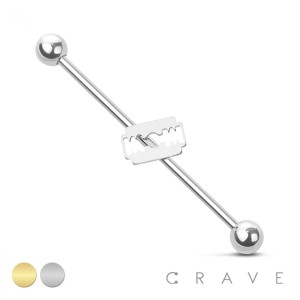 RAZOR BLADE 316L SURGICAL STEEL INDUSTRIAL BARBELL