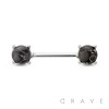 DOUBLE ROUND SEMI PRECIOUS STONE PRONG SET 316L SURGICAL STEEL NIPPLE BAR