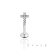 316L SURGICAL STEEL WITH GEM PAVED CROSS LABRET