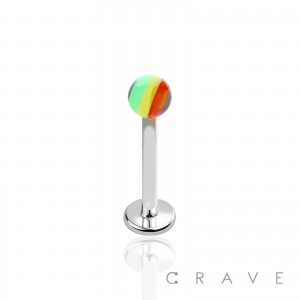 316L SURGICAL STEEL LABRET/MONROES WITH RASTA ACRYLIC BALLS