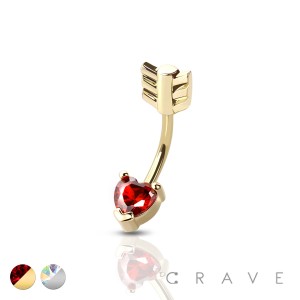 HEART ARROW 316L SURGICAL STEEL NON DANGLE BELLY RING