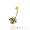 BEE SHAPE WITH SUNFLOWER TOP 316L SURGICAL STEEL NAVEL RING