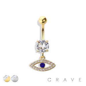 CZ EVIL EYE 316L SURGICAL STEEL NAVEL RING