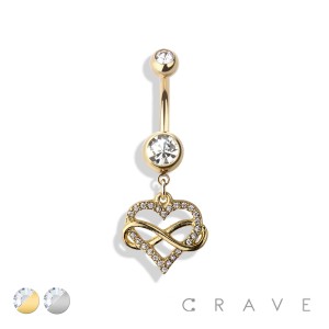 INFINITY LACE HEART DANGLE 316L SURGICAL STEEL NAVEL RING