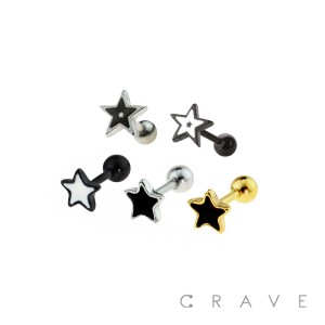 ENAMEL STAR 316L SURGICAL STEEL CARTILAGE/TRAGUS BAR