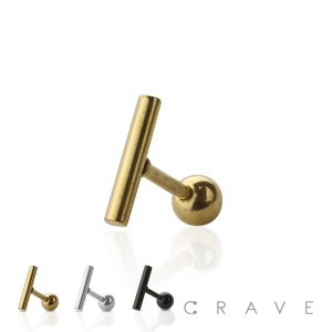 BAR(8MM, 10MM, 12MM) TOP 316L SURGICAL STEEL CARTILAGE/TRAGUS BAR