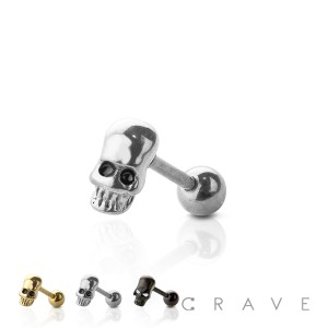 SKULL 316L SURGICAL STEEL CARTILAGE BARBELL