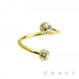 GOLD PVD PLATED OVER 316L SURGICAL STEEL TWIST W/ MULTI GEM BALL