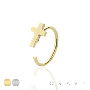 CROSS 316L SURGICAL STEEL HOOP RING