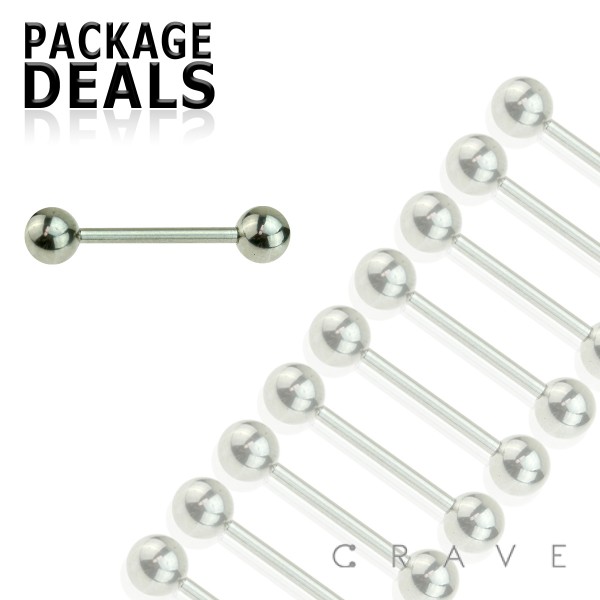 100 PCS OF 316L SURGICAL STEEL BARBELL PACKAGE PLAIN BALL